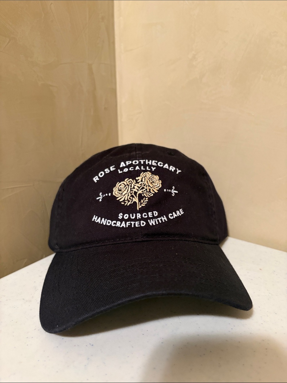Black Embroidered Baseball Cap